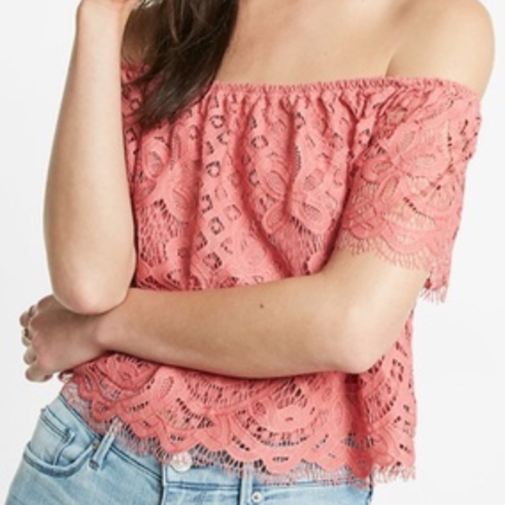 Express Lace Off The Shoulder Top